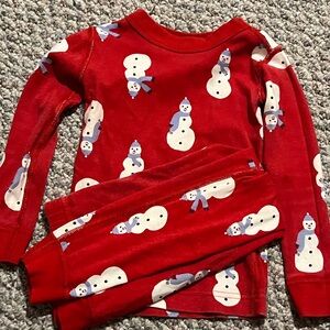 Hanna Andersson Red Snowman Pajama Set